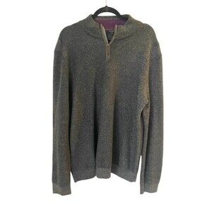 Ted Baker half zip pullover men’s wool dark grey wool sweater size 6 2xl
